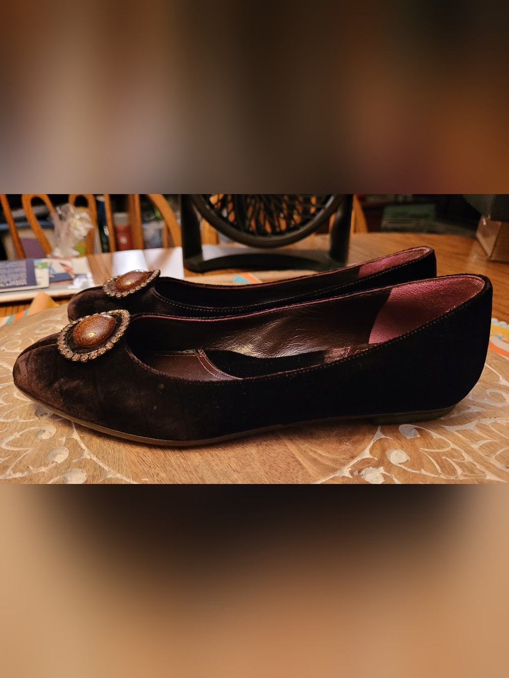 VIA SPIGA VELVET Ballet Flats SHOES GORGEOUS ITALY Y2K $189 Embellished 7.5 - Picture 7 of 10